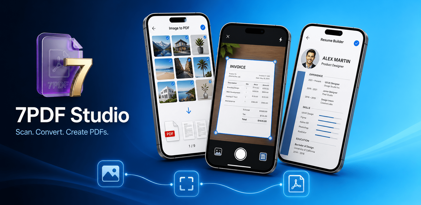 7PDF — Free PDF Scanner, Image to PDF and Resume Builder app for Android and iOS
